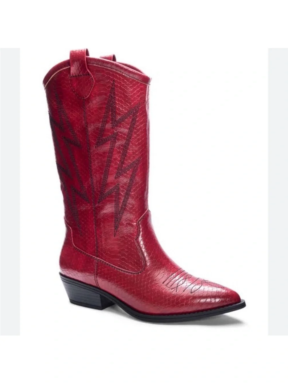 Dirty Laundry Red Textured Western Over-the-Knee Boots